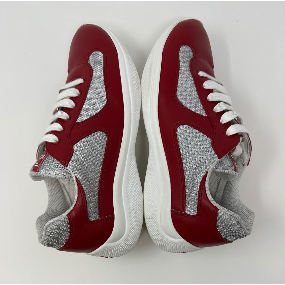 Prada Americas Cup Sneaker Leather Red Size 8.5 US 7.5 UK - Picture 3 of 10